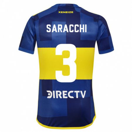 Kandiny Enfant Maillot Marcelo Saracchi #3 Bleu Jaune Tenues Domicile 2024/25 T-Shirt