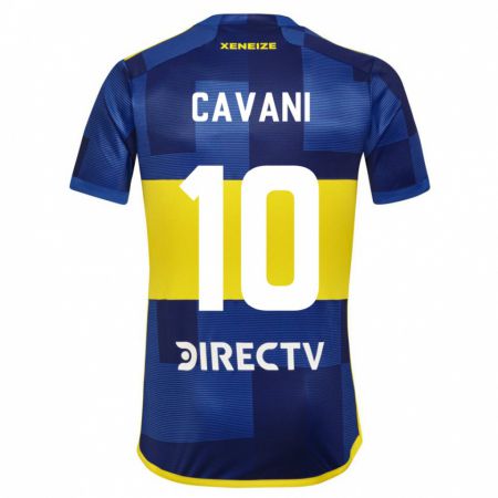 Kandiny Enfant Maillot Edinson Cavani #10 Bleu Jaune Tenues Domicile 2024/25 T-Shirt