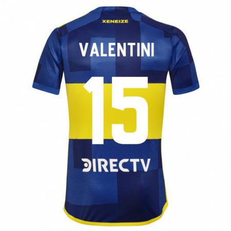 Kandiny Enfant Maillot Nicolás Valentini #15 Bleu Jaune Tenues Domicile 2024/25 T-Shirt