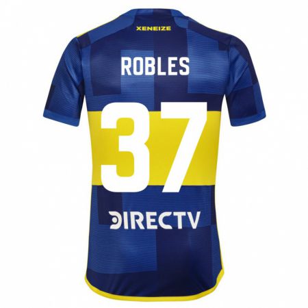 Kandiny Enfant Maillot Sebastián Díaz Robles #37 Bleu Jaune Tenues Domicile 2024/25 T-Shirt