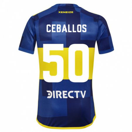 Kandiny Enfant Maillot Julián Ceballos #50 Bleu Jaune Tenues Domicile 2024/25 T-Shirt