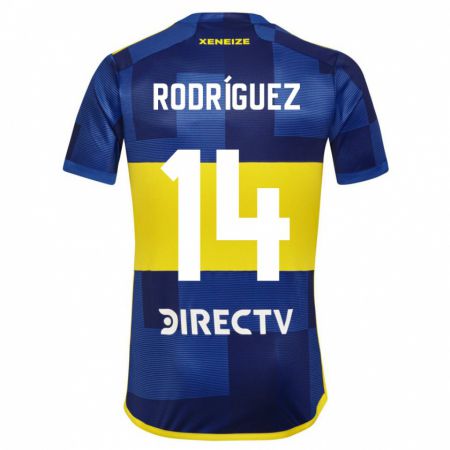 Kandiny Enfant Maillot Isaías Rodríguez #14 Bleu Jaune Tenues Domicile 2024/25 T-Shirt