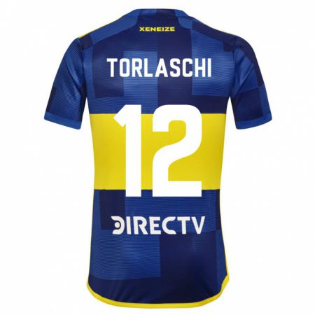 Kandiny Enfant Maillot Lucas Torlaschi #12 Bleu Jaune Tenues Domicile 2024/25 T-Shirt