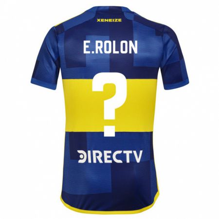 Kandiny Enfant Maillot Esteban Rolón #0 Bleu Jaune Tenues Domicile 2024/25 T-Shirt