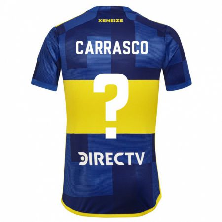 Kandiny Enfant Maillot Julián Carrasco #0 Bleu Jaune Tenues Domicile 2024/25 T-Shirt