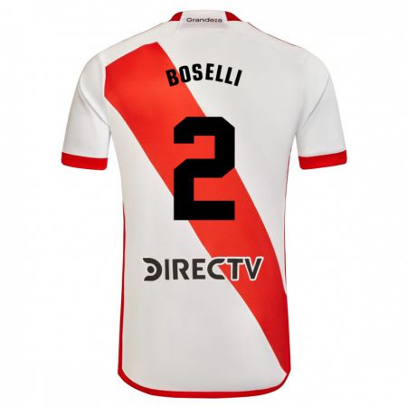 Kandiny Enfant Maillot Sebastián Boselli #2 Blanc Rouge Tenues Domicile 2024/25 T-Shirt