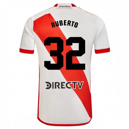 Kandiny Enfant Maillot Agustín Ruberto #32 Blanc Rouge Tenues Domicile 2024/25 T-Shirt