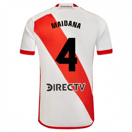 Kandiny Enfant Maillot Jonatan Maidana #4 Blanc Rouge Tenues Domicile 2024/25 T-Shirt