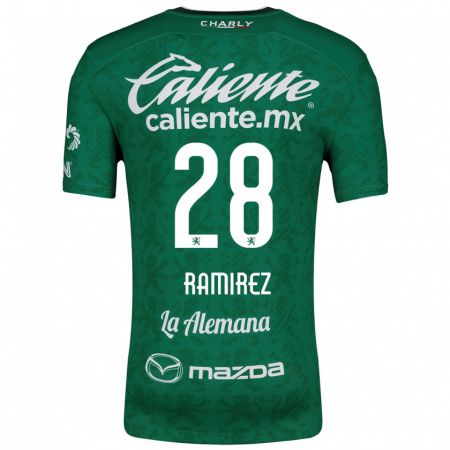 Kandiny Enfant Maillot David Ramírez #28 Vert Blanc Tenues Domicile 2024/25 T-Shirt