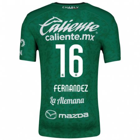 Kandiny Enfant Maillot Omar Fernández #16 Vert Blanc Tenues Domicile 2024/25 T-Shirt