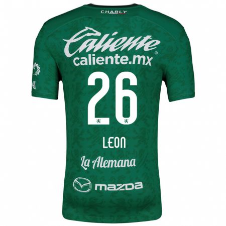 Kandiny Enfant Maillot Armando León #26 Vert Blanc Tenues Domicile 2024/25 T-Shirt