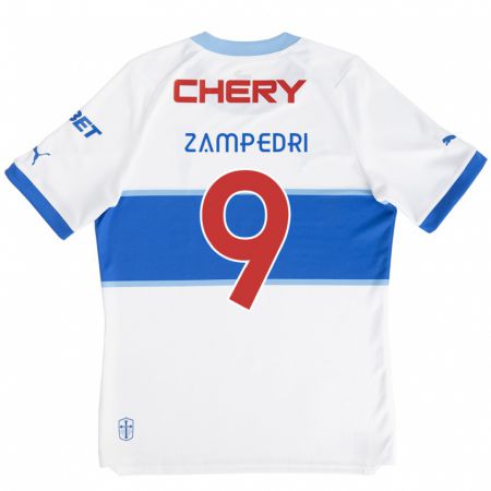 Kandiny Enfant Maillot Fernando Zampedri #9 Blanc Bleu Tenues Domicile 2024/25 T-Shirt