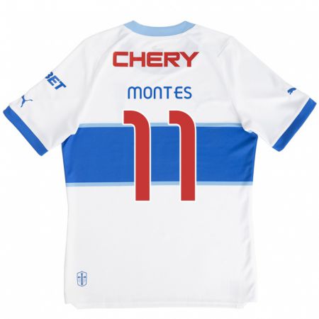 Kandiny Enfant Maillot Clemente Montes #11 Blanc Bleu Tenues Domicile 2024/25 T-Shirt