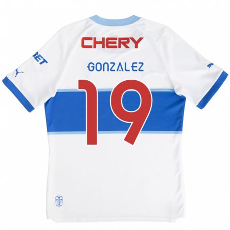 Kandiny Enfant Maillot Bryan González #19 Blanc Bleu Tenues Domicile 2024/25 T-Shirt