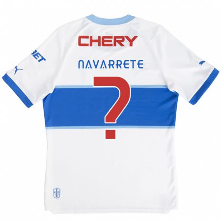 Kandiny Enfant Maillot Carlos Navarrete #0 Blanc Bleu Tenues Domicile 2024/25 T-Shirt