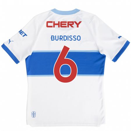 Kandiny Enfant Maillot Guillermo Burdisso #6 Blanc Bleu Tenues Domicile 2024/25 T-Shirt