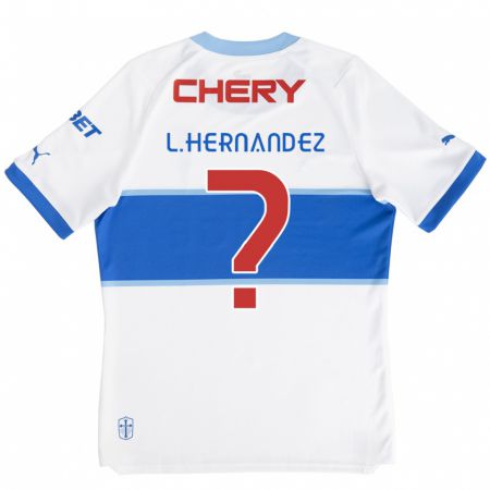 Kandiny Enfant Maillot Luis Felipe Hernández #0 Blanc Bleu Tenues Domicile 2024/25 T-Shirt