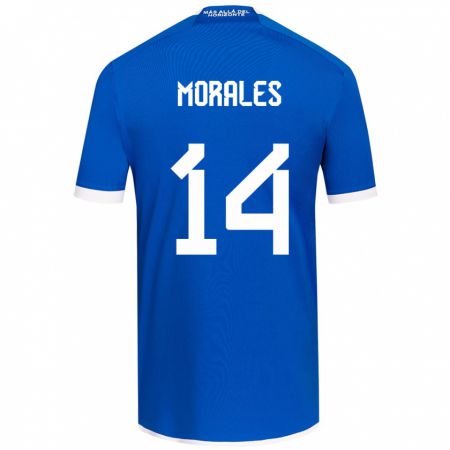 Kandiny Enfant Maillot Marcelo Morales #14 Bleu Blanc Tenues Domicile 2024/25 T-Shirt