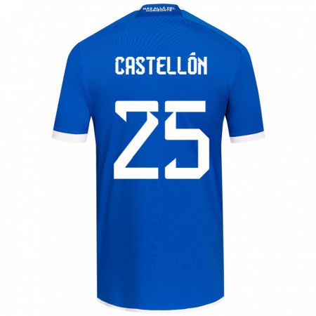 Kandiny Enfant Maillot Gabriel Castellón #25 Bleu Blanc Tenues Domicile 2024/25 T-Shirt