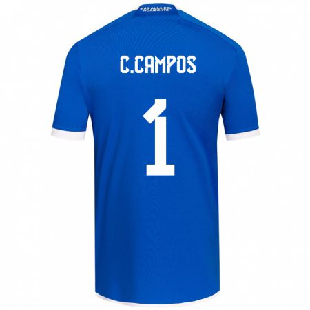 Kandiny Enfant Maillot Cristóbal Campos #1 Bleu Blanc Tenues Domicile 2024/25 T-Shirt