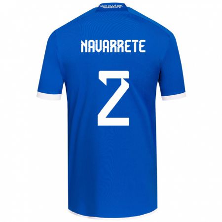 Kandiny Enfant Maillot Daniel Navarrete #2 Bleu Blanc Tenues Domicile 2024/25 T-Shirt