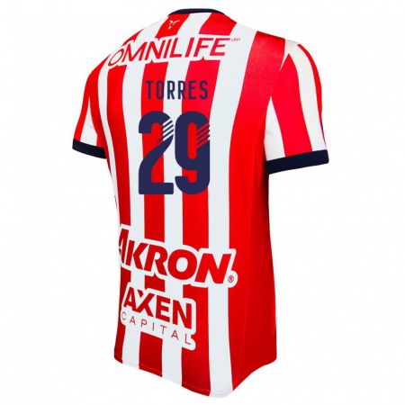 Kandiny Enfant Maillot Alan Torres #29 Rouge Blanc Bleu Tenues Domicile 2024/25 T-Shirt