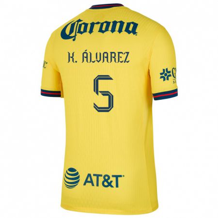 Kandiny Enfant Maillot Kevin Álvarez #5 Jaune Bleu Tenues Domicile 2024/25 T-Shirt