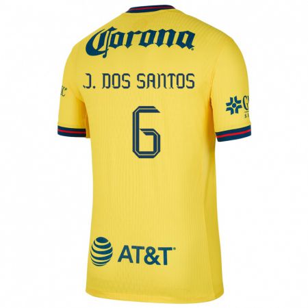 Kandiny Enfant Maillot Jonathan Dos Santos #6 Jaune Bleu Tenues Domicile 2024/25 T-Shirt