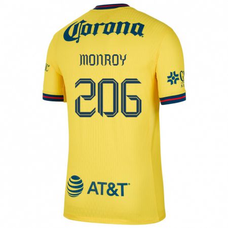 Kandiny Enfant Maillot Diego Monroy #206 Jaune Bleu Tenues Domicile 2024/25 T-Shirt