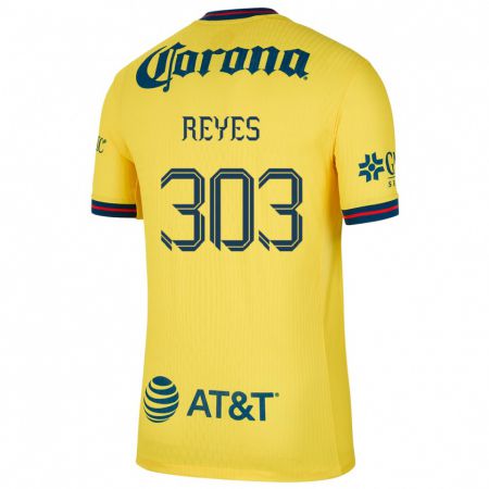 Kandiny Enfant Maillot Diego Reyes #303 Jaune Bleu Tenues Domicile 2024/25 T-Shirt