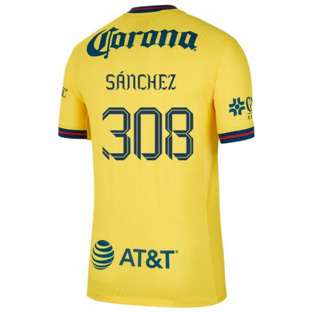 Kandiny Enfant Maillot Oswaldo Sánchez #308 Jaune Bleu Tenues Domicile 2024/25 T-Shirt