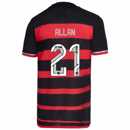 Kandiny Enfant Maillot Allan #21 Rouge Noir Tenues Domicile 2024/25 T-Shirt