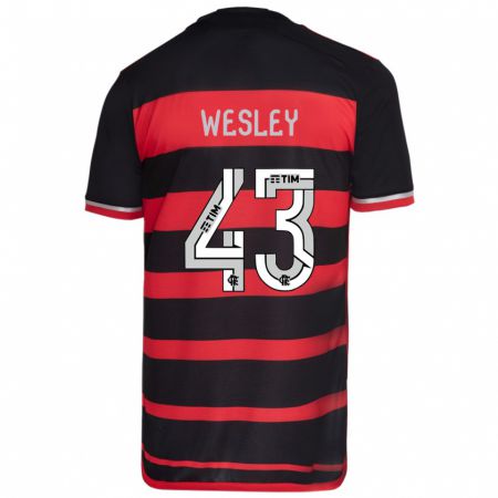 Kandiny Enfant Maillot Wesley #43 Rouge Noir Tenues Domicile 2024/25 T-Shirt