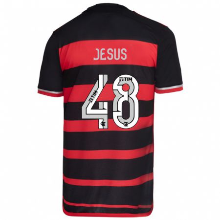 Kandiny Enfant Maillot Igor Jesus #48 Rouge Noir Tenues Domicile 2024/25 T-Shirt