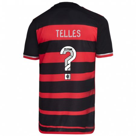 Kandiny Enfant Maillot Douglas Telles #0 Rouge Noir Tenues Domicile 2024/25 T-Shirt