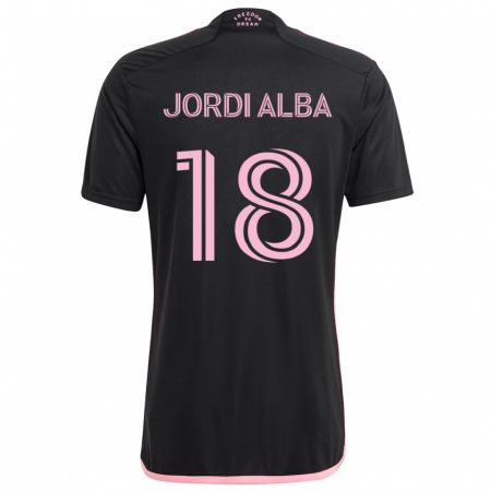 Kandiny Enfant Maillot Jordi Alba #18 Noir Tenues Extérieur 2024/25 T-Shirt