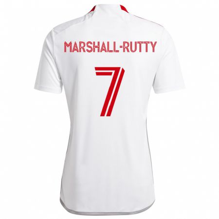 Kandiny Enfant Maillot Jahkeele Marshall-Rutty #7 Blanc Rouge Tenues Extérieur 2024/25 T-Shirt