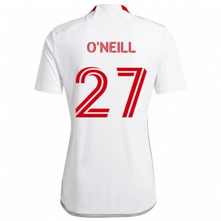 Kandiny Enfant Maillot Shane O'neill #27 Blanc Rouge Tenues Extérieur 2024/25 T-Shirt