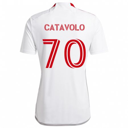 Kandiny Enfant Maillot Matthew Catavolo #70 Blanc Rouge Tenues Extérieur 2024/25 T-Shirt