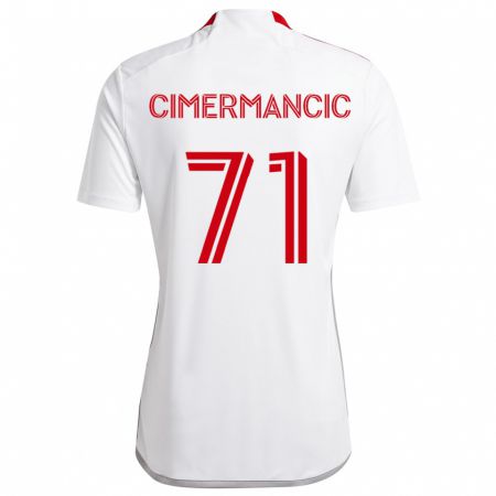 Kandiny Enfant Maillot Markus Cimermancic #71 Blanc Rouge Tenues Extérieur 2024/25 T-Shirt