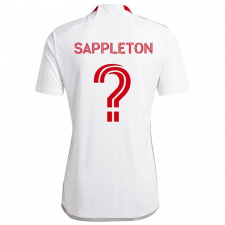 Kandiny Enfant Maillot Spencer Sappleton #0 Blanc Rouge Tenues Extérieur 2024/25 T-Shirt