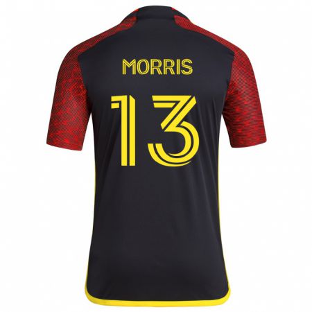 Kandiny Enfant Maillot Jordan Morris #13 Rouge Noir Tenues Extérieur 2024/25 T-Shirt