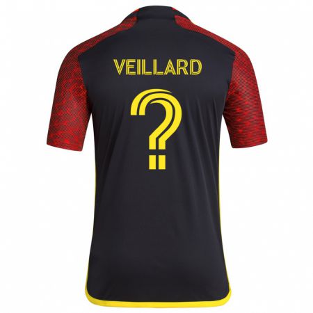 Kandiny Enfant Maillot Etienne Veillard #0 Rouge Noir Tenues Extérieur 2024/25 T-Shirt