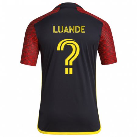 Kandiny Enfant Maillot Michael Luande #0 Rouge Noir Tenues Extérieur 2024/25 T-Shirt