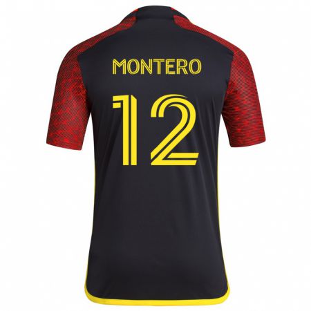 Kandiny Enfant Maillot Fredy Montero #12 Rouge Noir Tenues Extérieur 2024/25 T-Shirt