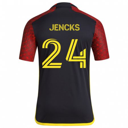 Kandiny Enfant Maillot India Jencks #24 Rouge Noir Tenues Extérieur 2024/25 T-Shirt