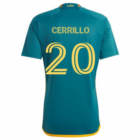 Kandiny Enfant Maillot Edwin Cerrillo #20 Vert Jaune Tenues Extérieur 2024/25 T-Shirt