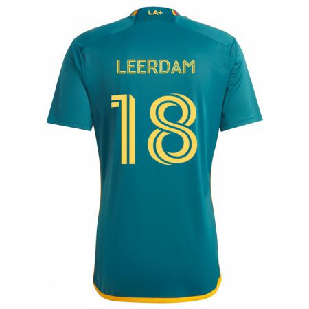 Kandiny Enfant Maillot Kelvin Leerdam #18 Vert Jaune Tenues Extérieur 2024/25 T-Shirt