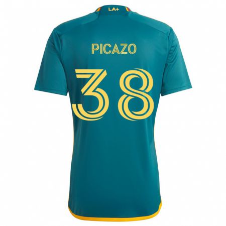 Kandiny Enfant Maillot Axel Picazo #38 Vert Jaune Tenues Extérieur 2024/25 T-Shirt