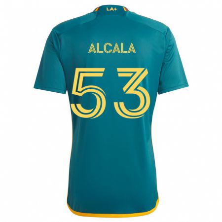 Kandiny Enfant Maillot Álex Alcalá #53 Vert Jaune Tenues Extérieur 2024/25 T-Shirt